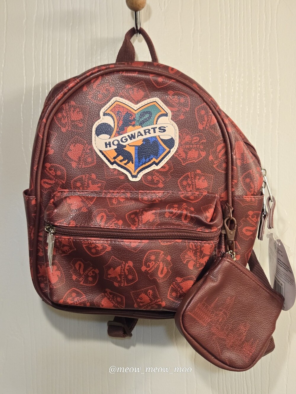 Harry Potter Hogwarts Mini Backpack & Coin Purse Maroon Faux Leather NWT